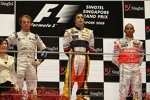 Nico Rosberg (Williams), Fernando Alonso (Renault) und Lewis Hamilton (McLaren-Mercedes) 