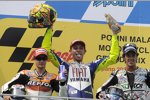 Daniel Pedrosa (Honda), Valentino Rossi (Yamaha) und Andrea Dovizioso (JiR-Scot)