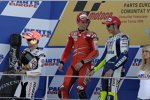 Siegerehrung mit Casey Stoner, Daniel Pedrosa und Valentino Rossi