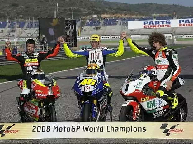 Mike di Meglio, Valentino Rossi und Marco Simoncelli Titel-Bild zur News: Mike di Meglio, Valentino Rossi und Marco Simoncelli