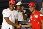 Die Titelkontrahenten Lewis Hamilton (McLaren-Mercedes) und Felipe Massa (Ferrari) 