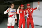 Jarno Trulli (Toyota), Felipe Massa und Kimi Räikkönen (Ferrari) 