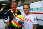 Ex-Formel-1-Rennfahrer Ingo Hoffmann mit Rubens Barrichello (Honda F1 Team) 