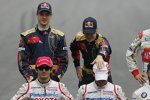 Sebastian Vettel (Toro Rosso) ärgert Timo Glock (Toyota) 