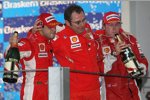 Felipe Massa, Stefano Domenicali (Teamchef) und Kimi Räikkönen (Ferrari) 