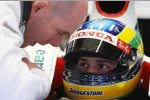 Rubens Barrichello Jock Clear (Renningenieur) Bruno Senna (Honda F1 Team) 