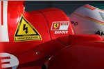 Warnhinweis auf dem Auto von Luca Badoer (Ferrari) 