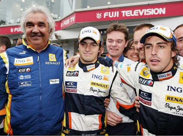 Titel-Bild zur News: Flavio Briatore (Teamchef); Nelson Piquet; Fernando Alonso