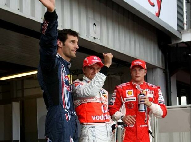 Mark Webber, Heikki Kovalainen und Kimi Räikkönen