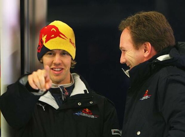 Titel-Bild zur News: Sebastian Vettel und Christian Horner (Teamchef)