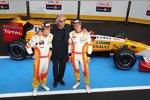 Fernando Alonso, Flavio Briatore (Teamchef) und Nelson Piquet Jr. (Renault) 