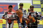 Noriyuki Haga (Ducati), Ben Spies (Yamaha) und Max Biaggi (Aprilia)