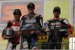 Noriyuki Haga (Ducati), Ben Spies (Yamaha) und Max Biaggi (Aprilia)