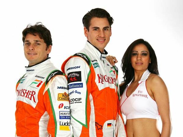 Giancarlo Fisichella, Adrian Sutil und ein Force-India-Girl