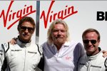 Jenson Button, Virgin-Boss Richard Branson und Rubens Barrichello (Brawn) 