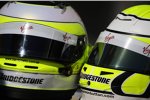 Die Helme von Rubens Barrichello und Jenson Button (Brawn) 