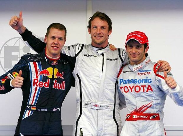 Sebastian Vettel, Jenson Button und Jarno Trulli