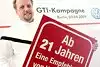 Bild zum Inhalt: Kampagne: "Erst Fahrsicherheitstraining, dann GTI fahren"