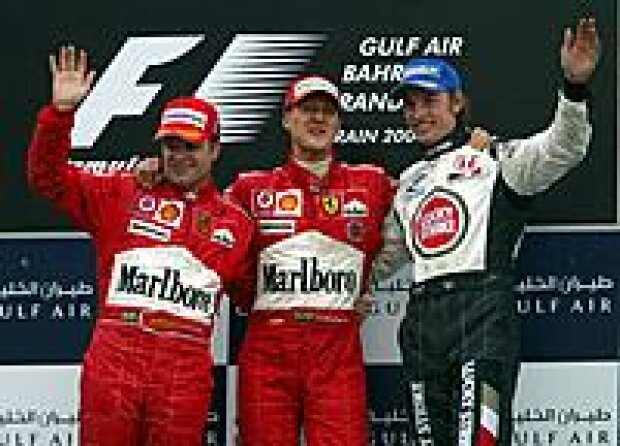Rubens Barrichello, Michael Schumacher und Jenson Button Rubens Barrichello, Michael Schumacher und Jenson Button