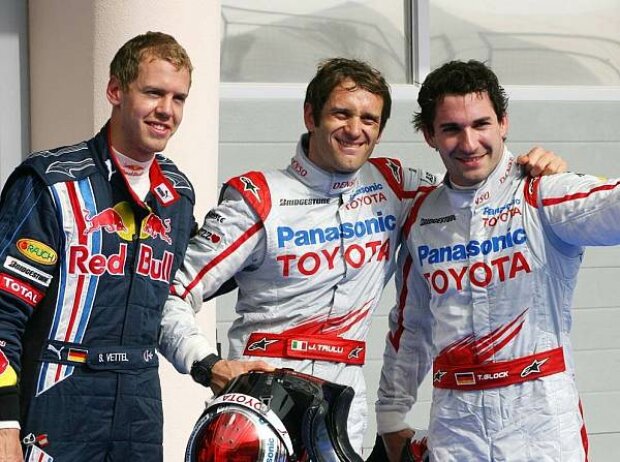 Titel-Bild zur News: Sebastian Vettel, Jarno Trulli und Timo Glock