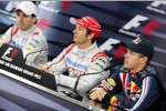 Timo Glock, Jarno Trulli (Toyota) und Sebastian Vettel (Red Bull) 