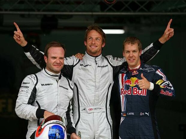 Titel-Bild zur News: ubens Barrichello, Jenson Button, Sebastian Vettel