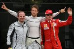 Rubens Barrichello, Jenson Button (Brawn) und Kimi Räikkönen (Ferrari) 