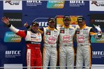 Tiago Monteiro, Tom Coronel, Gabriele Tarquini, Yvan Muller (SEAT) (Sunred) 