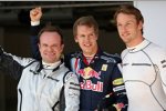 Rubens Barrichello (Brawn), Sebastian Vettel (Red Bull) und Jenson Button (Brawn) 