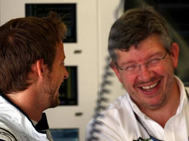 Titel-Bild zur News: Jenson Button, Ross Brawn (Teamchef)