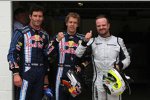 Mark Webber, Sebastian Vettel (Red Bull) und Rubens Barrichello (Brawn) 