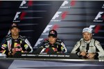 Mark Webber, Sebastian Vettel (Red Bull) und Rubens Barrichello (Brawn) 