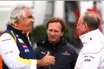 Flavio Briatore (Teamchef) (Renault), Christian Horner (Teamchef) (Red Bull) und John Howett (Teampräsident) (Toyota) 