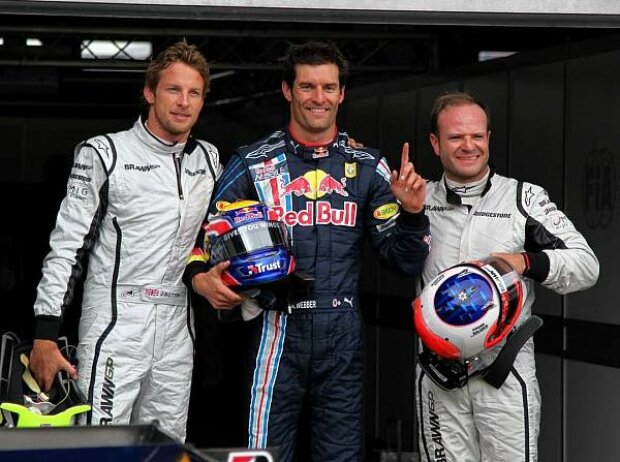 Titel-Bild zur News: Jenson Button, Mark Webber und Rubens Barrichello