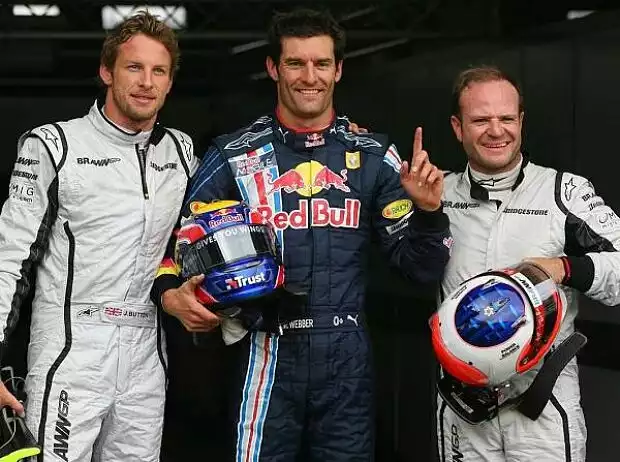 Rubens Barrichello, Mark Webber, Jenson Button Titel-Bild zur News: Rubens Barrichello, Mark Webber, Jenson Button