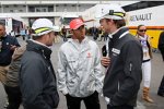 Rubens Barrichello (Brawn), Lewis Hamilton (McLaren-Mercedes) und Jenson Button (Brawn)
