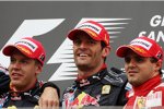 Sebastian Vettel, Mark Webber (Red Bull) und Felipe Massa (Ferrari) 
