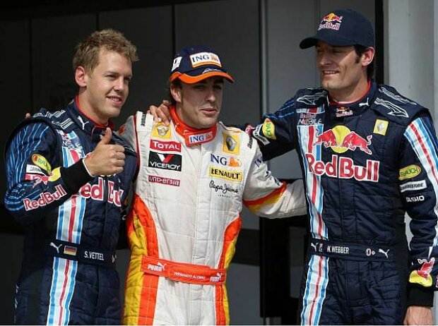 Titel-Bild zur News: Sebastian Vettel, Fernando Alonso und Mark Webber