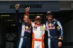 Sebastian Vettel (Red Bull), Fernando Alonso (Renault) und Mark Webber (Red Bull)