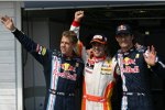 Sebastian Vettel (Red Bull), Fernando Alonso (Renault) und Mark Webber (Red Bull)