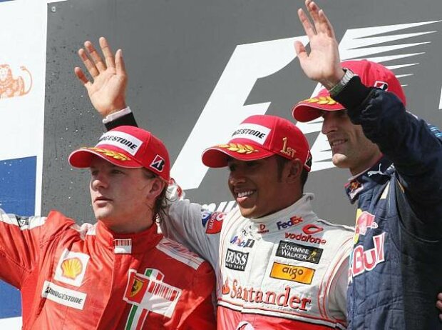 Titel-Bild zur News: Kimi Räikkönen, Lewis Hamilton, Mark Webber