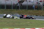 Sebastian Vettel (Red Bull) und Rubens Barrichello (Brawn) 