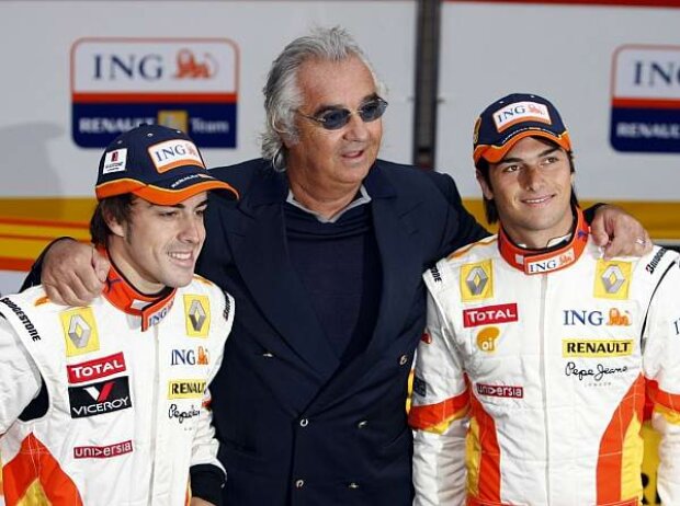 Titel-Bild zur News: Fernando Alonso, Flavio Briatore und Nelson Piquet