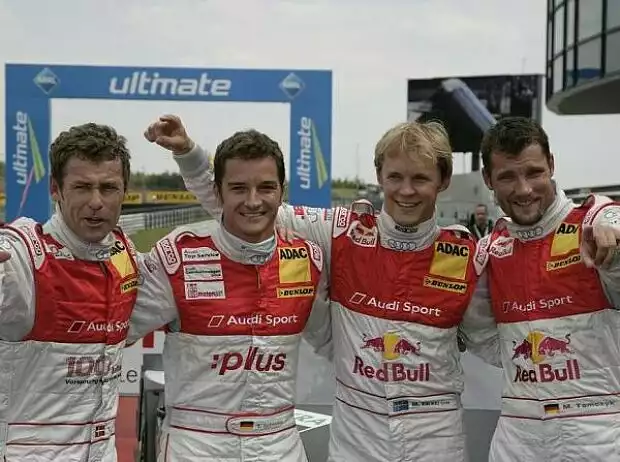 Tom Kristensen, Timo Scheider, Mattias Ekström, Martin Tomczyk Titel-Bild zur News: Tom Kristensen, Timo Scheider, Mattias Ekström, Martin Tomczyk