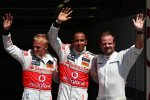 Heikki Kovalainen, Lewis Hamilton (McLaren-Mercedes) und Rubens Barrichello (Brawn) 