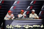 Heikki Kovalainen, Lewis Hamilton (McLaren-Mercedes) und Rubens Barrichello (Brawn) 