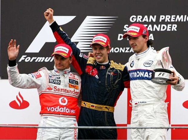 Titel-Bild zur News: Heikki Kovalainen, Sebastian Vettel und Robert Kubica