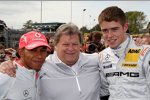 Lewis Hamilton, Norbert Haug (Mercedes-Motorsportchef) und Paul di Resta (HWA-Mercedes) 