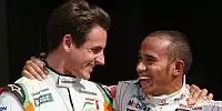 Bild zum Inhalt: Hamilton & Sutil: Alte Freunde in Reihe eins!