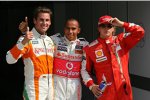 Adrian Sutil (Force India), Lewis Hamilton (McLaren-Mercedes) und Kimi Räikkönen (Ferrari) 